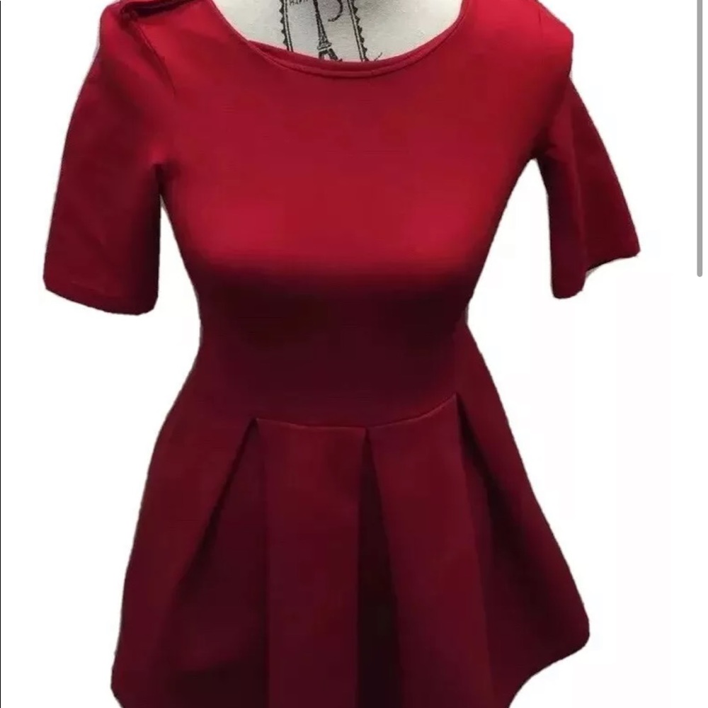 Zara Women Fit Flare Mini Red Dress XS Cotton Made In Portugal